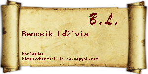 Bencsik Lívia névjegykártya